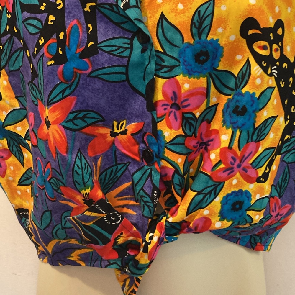 Vintage Hilo Hattie Hawaii Large front tie midriff crop Top 25-194-1 - Picture 3 of 7